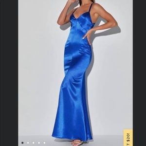 Sz XS Cobalt Blue Sleeveless Mermaid Maxi Dress